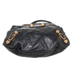 Pre Owned Balenciaga Black Leather Giant 21 Gold Hobo