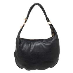 Pre Owned Balenciaga Black Leather Giant 21 Gold Hobo