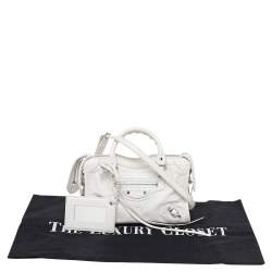 Pre Owned Balenciaga White Leather Nano Classic City Tote