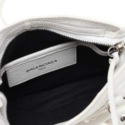 Pre Owned Balenciaga White Leather Nano Classic City Tote