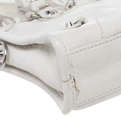 Pre Owned Balenciaga White Leather Nano Classic City Tote