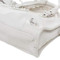 Pre Owned Balenciaga White Leather Nano Classic City Tote