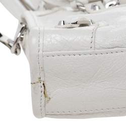 Pre Owned Balenciaga White Leather Nano Classic City Tote