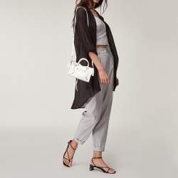Pre Owned Balenciaga White Leather Nano Classic City Tote
