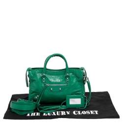 Pre Owned Balenciaga Green Leather Small Classic City Bag