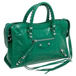 Pre Owned Balenciaga Green Leather Small Classic City Bag
