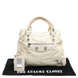 Pre Owned Balenciaga Cream Leather GSH Brief Tote