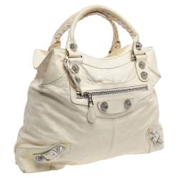 Pre Owned Balenciaga Cream Leather GSH Brief Tote