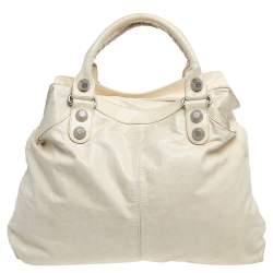 Pre Owned Balenciaga Cream Leather GSH Brief Tote