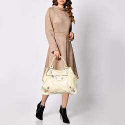 Pre Owned Balenciaga Cream Leather GSH Brief Tote