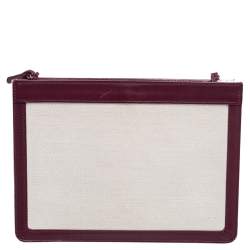 Pre Owned Balenciaga Burgundy/White Canvas and Leather Medium Navy Pouch Crossbody Bag