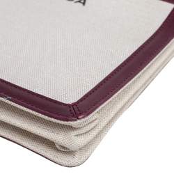 Pre Owned Balenciaga Burgundy/White Canvas and Leather Medium Navy Pouch Crossbody Bag