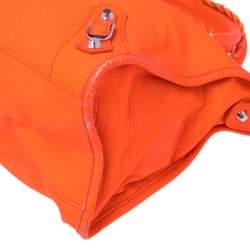 Pre Owned Balenciaga Orange Lizard Embossed Leather GGH Classic City Tote