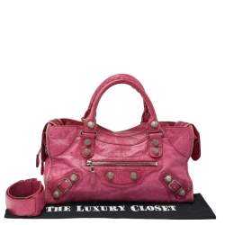 Pre Owned حقيبة يد توتس بالنسياغا GSH بارت تايم جلد وردي فاتح