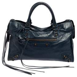 Pre Owned Balenciaga Blue Leather Classic City RH Tote