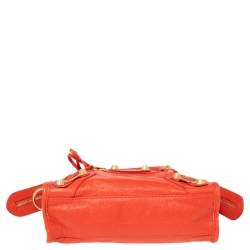 Pre Owned Balenciaga Orange Leather GGH Mini Classic City Bag