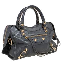 Pre Owned Balenciaga Grey Leather RGH Mini Classic City Bag