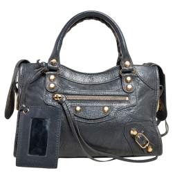 Pre Owned Balenciaga Grey Leather RGH Mini Classic City Bag