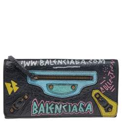 Multicolor Graffiti Leather Classic Money RH Continental Wallet Balenciaga | TLC