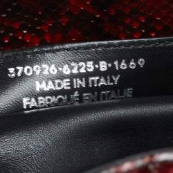 Pre Owned Balenciaga Red Python Mini Papier A6 Zip Around Tote