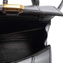مملوكة مسبقًا Balenciaga Black Leather Nano Hourglass Top Handle Bag