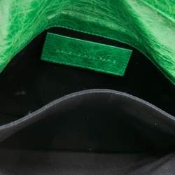 Pre Owned Balenciaga Vert Poker Leather Giant Brogues Covered Envelope Clutch