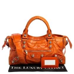 Pre Owned Balenciaga Tangerine Leather GSH Part Time Tote