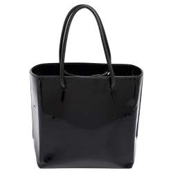 Pre Owned حقيبة يد توتس بالنسياغا XXS  نورث ساوث شوبر جلد أسود لامع