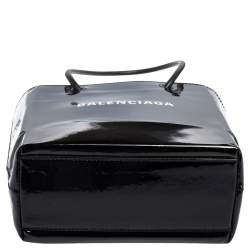 Pre Owned حقيبة يد توتس بالنسياغا XXS  نورث ساوث شوبر جلد أسود لامع