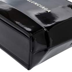 Pre Owned حقيبة يد توتس بالنسياغا XXS  نورث ساوث شوبر جلد أسود لامع