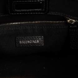 Pre Owned حقيبة يد توتس بالنسياغا XXS  نورث ساوث شوبر جلد أسود لامع