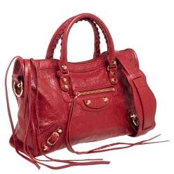 Pre Owned Balenciaga Red Leather Small Classic City Bag
