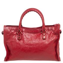 Pre Owned Balenciaga Red Leather Small Classic City Bag