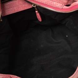 Pre Owned Balenciaga Pink Lambskin Leather Giant 21 Gold Motorcycle City Bag