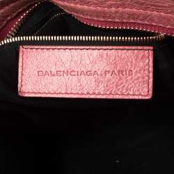 Pre Owned Balenciaga Pink Lambskin Leather Giant 21 Gold Motorcycle City Bag