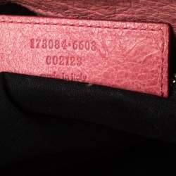 Pre Owned Balenciaga Pink Lambskin Leather Giant 21 Gold Motorcycle City Bag