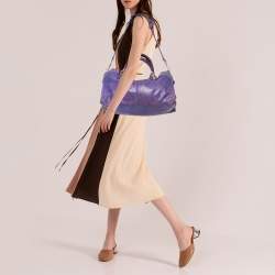 Pre Owned Balenciaga Bleu Lavande Lambskin Giant Part Time Shoulder Bag
