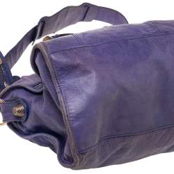 Pre Owned Balenciaga Bleu Lavande Lambskin Giant Part Time Shoulder Bag
