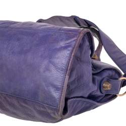 Pre Owned Balenciaga Bleu Lavande Lambskin Giant Part Time Shoulder Bag