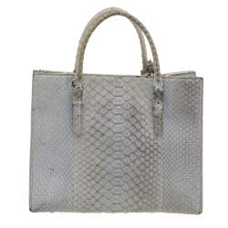 Balenciaga Light Grey Python Leather Papier A6 Tote