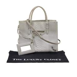 Balenciaga Light Grey Python Leather Papier A6 Tote