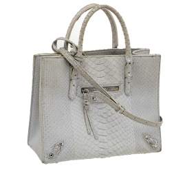 Balenciaga Light Grey Python Leather Papier A6 Tote