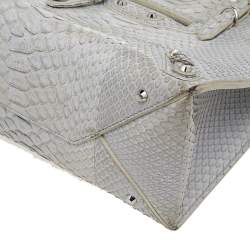 Balenciaga Light Grey Python Leather Papier A6 Tote