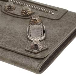 Pre Owned Balenciaga Grey Leather Card Case