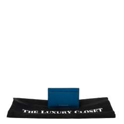 Pre Owned حافظة بطاقات بالنسياغا جلد رصاصي/أزرق