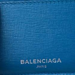 Pre Owned حافظة بطاقات بالنسياغا جلد رصاصي/أزرق