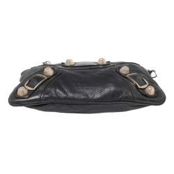 مملوكة مسبقًا Balenciaga Black Leather GSH Flat Wristlet Clutch