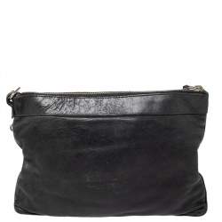 مملوكة مسبقًا Balenciaga Black Leather GSH Flat Wristlet Clutch