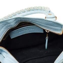 Pre Owned Balenciaga Light Blue Leather Mini Classic City Bag