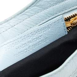 Pre Owned Balenciaga Light Blue Leather Mini Classic City Bag